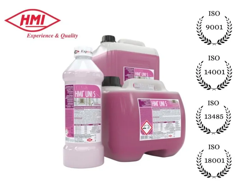 HMI® UNI S 10 кг. Концентрат за подове, плотове, стени в болници, детски градини, училища, хотели и административни сгради. 1:100-400