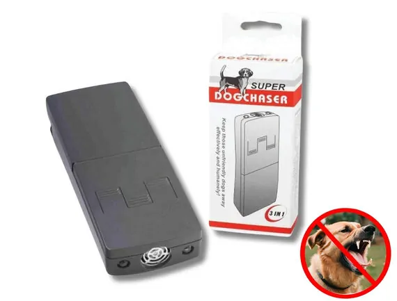 Ултразвуков уред Super DogChaser (кучегон) за персонална защита от кучета и котки - 3 в 1
